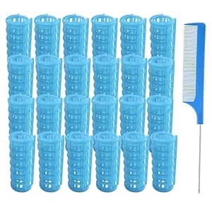 24PCS Plastic Snap-On Self-Grip Heatless Hair Curlers Set, 2.0cm/0.8in - Hairstyling Tools for DIY or Salon