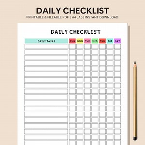 Daily Checklist: Fillable Task Schedule (printable A4, A5) (digital Download) - Etsy Australia