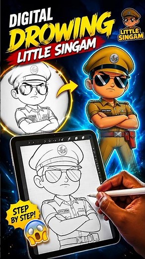 🎨 Little Singham Digital Drawing! 😱 Step by Step Speed Art ✏️