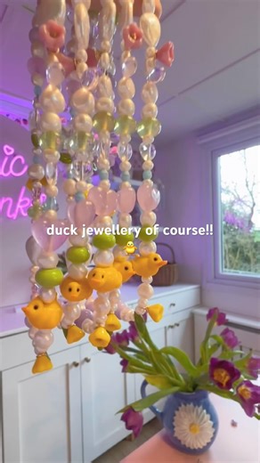 Our Duck Pond necklace is iconic and making its return March 22nd!!🩷🐥🌸 #lampwork #glassjewelry