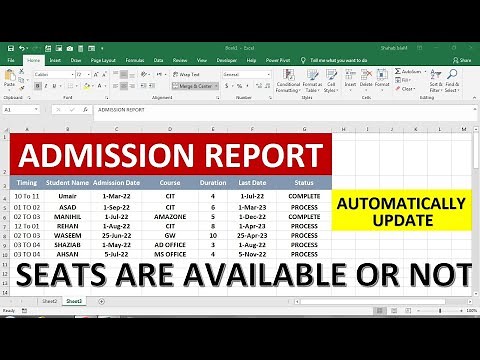 how to create a Admission Report Sheet in excel