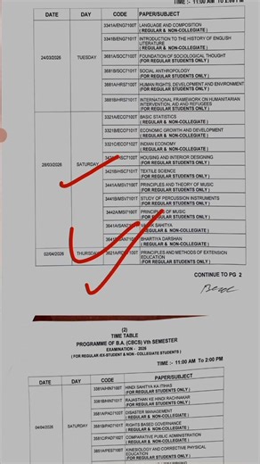 Mlsu 5th Semester Exam Time table 2026 || #2026 #ba5thsemester