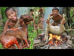 Primitive Technology - Goat Cooking Eating Delicious