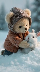 When Teddy Found the Rabbit ⭐❄️ #winter #teddy #rabbit #rescue #newyear #fblifestyle | Teddy Bear