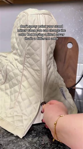 I’ve seen what has happened after a few years of having a KitchenAid spray-painted. The easier route is to get a fitted cover. There’s lots of different colors that will fit three and 5 quart bowls. Going this route is much better in the mixer and your sanity. #kitchenaidmixer #kitchengadgets #kitchenaccessories #mixer #kitchenaid