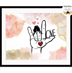 ASL Poster, American Sign Language I Love You Print, Gift for Deaf or Hearing Impaired Couples, BSL Art Print, Love Birds First Anniversary - Etsy