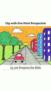 Watch a one minute video of a drawing idea for kids - a 3D city! Then use the link to go grab your own step by step tutorial. | Art Projects for Kids