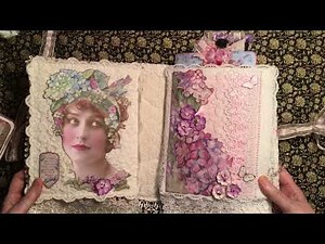 Fabric and lace journal using Stamperia Hortensia paper