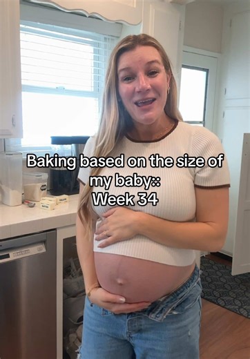 I’m 34 weeks pregnant! Baby girl is the size of an apple pie! 🥧 Time is such a crazy thing, sometimes it feels so fast and other times so slow…I just can’t wait to meet her 🥹 #baking #momsoftiktok #thirdtrimester #34weekspregnant #pregnancyjourney