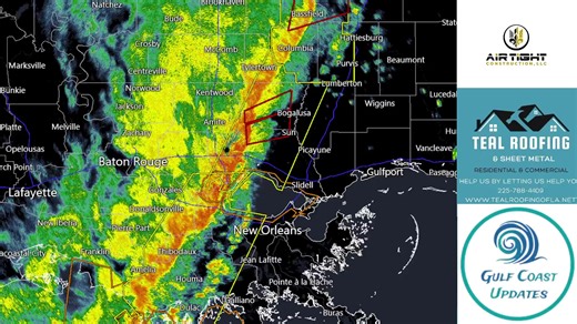 LIVE RADAR LOOP - TRACKING SEVERE WEATHER (NO SOUND) Presented by Teal Roofing & Sheet Metal and Air Tight Construction | Gulf Coast Updates with Meteorologist Jesse Vinturella