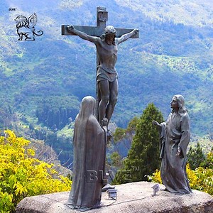 [Hot Item] Blve Large Metal Casting Bronze Jesus Cross Sculpture Copper Christian Religious God Statue for Church