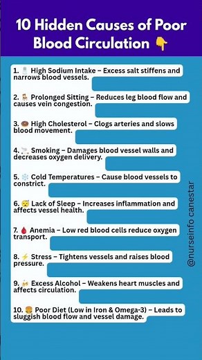 10 Hidden Causes of Poor Blood Circulation 👇