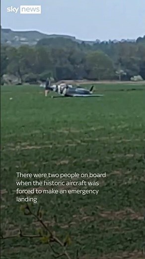 Spitfire plane crash lands in Kent field