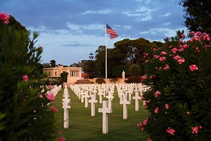 The North Africa American Cemetery is the only American military cemetery in Africa. The North Africa American Cemetery and Memorial in Tunisia is the final resting place of more than 2,800 of our military dead. Along the southeast edge of the burial area, the names of 3,724 additional fallen service members, buried at sea or missing in action, are engraved on the Wall of the Missing. Bronze rosettes mark the names of those since recovered and identified. Most of those honored here lost their li