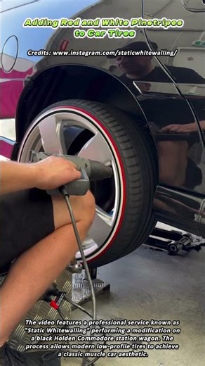 Adding Red and White Pinstripes to Car Tires