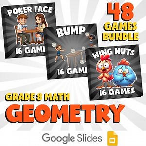 48 No Prep Math Games Bundle B - Geometry - Grade 8 Review Activity