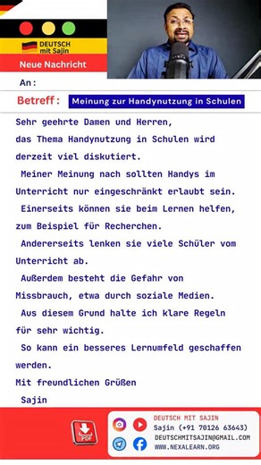 Learn German daily with clear explanations, practical examples, and exam-oriented lessons. Ideal for A1–B2 learners preparing for Goethe, TELC, ÖSD or planning to study, work, or settle in Germany. 📌 Follow Deutsch mit Sajin for consistent German learning 💬 Comment “PDF” to get free German study material Hashtags #LearnGerman #DeutschLernen #GermanLanguage | Deutsch Mit Sajin
