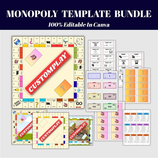 Editable Monopoly Board Game Template Canva Custom DIY Board Game Printable Monopoly Game Design Instant Download Family Game Night - Etsy