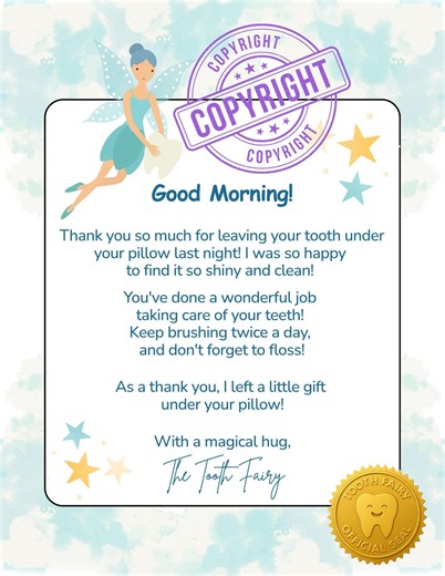 Tooth Fairy Letter Printable Lost Tooth Fairy Note Kids Realistic Official Letter Instant Digital Download - Etsy
