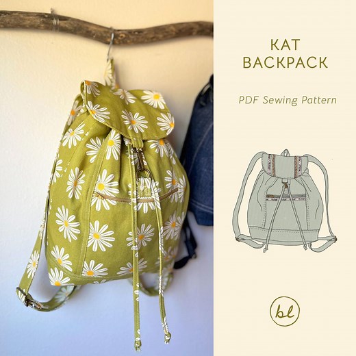 Kat Backpack | Sewing Pattern, PDF Sewing Pattern, Backpack Pattern, Bag Sewing Pattern, 90s Inspired Backpack, Slouchy Backpack - Etsy