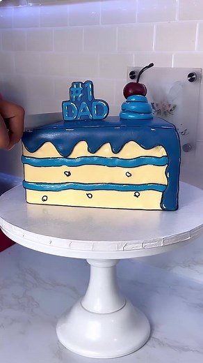 3D Cartoon Cake for Fathers Day💙 ~ I know I’m SUPER LATE to this cake trend but it’s better late than never… 🤷🏽‍♀️ Am I the only one who’s late to EVERYTHING? 😂 ~ #cake #cakes #cakedesign #cakedecorating #cakeinspiration #cakeidea #cakeart #cakevideo #tutorial #caketutorial #cartooncake #cartoonslicecake#happyfathersday #fathersdaycake
