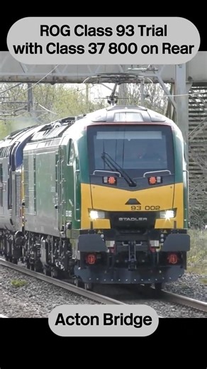 ROG's Class 93 on TEST with 37800 on the Rear passes Acton Bridge Station #class93 #class37