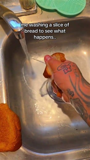 me washing a slice of bread to see what happens