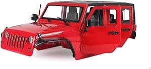 1/10 RC Jeep Car Hard Body Shell Kit, Open Shell Kit 313mm Wheelbase for RC Crawler Car Axial SCX10 90046 90047 RGT EX86100 (Red)