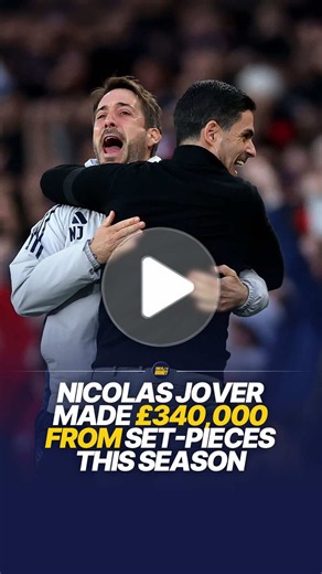 Arsenal set-piece coach Nicolas Jover is reportedly set to earn over £300,000 from bonus clauses linked to goals from corners and free-kicks ⚽ Jover is believed to receive a £10,000 bonus for every set-piece goal scored by Arsenal, with the total payout rising after the club’s record-breaking season from dead-ball situations. The Gunners have become one of the most dangerous teams in Europe from corners, with set-piece routines playing a major role in their title success under Mikel Arteta. The 
