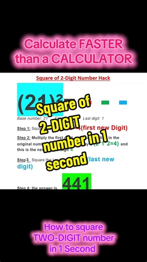 Square a Two-Digit Number in One Second