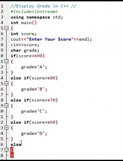 Display Grade in C++|Program to Display Grade in CPP #cpp #programming #cppprogramming #shorts #fyp