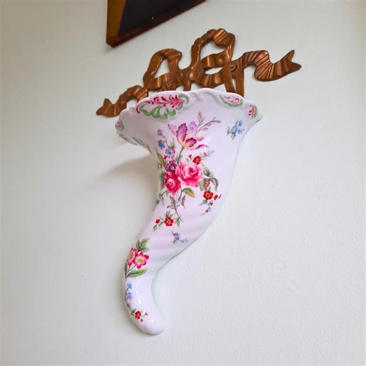 Royal Worcester Cornucopia Floral Porcelain Wall Pocket Made in England 1992 - Etsy UK