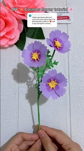 How to make cosmos flower 💐 DIY cosmos paper flower tutorial ✨🌸💜 #diy #diycrafts #diyflowers