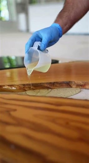 Satisfying Live Edge Wood and Epoxy Floor Transformation! #diy #woodworking #homedecor