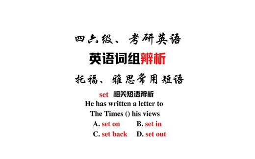 【常用词汇辨析】set in, set on, set back和set out