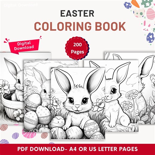 Printable Easter Coloring Pages for Kids Spring Activities, Digital Coloring Book, Love Bunny Eggs PDF Instant Download, Coloringbook Pages - Etsy