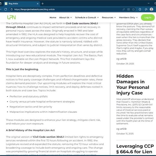 New Blog: Hospital Lien Act Part 1