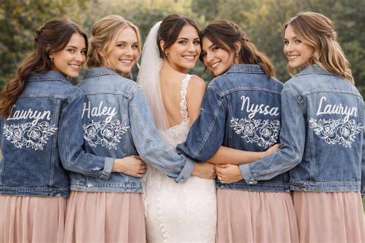 Bride Denim Jacket With Custom Logo or Text | Hand Painted Wedding Jean Jacket | Personalized Bridal Gift, Bachelorette Party Jacket - Etsy
