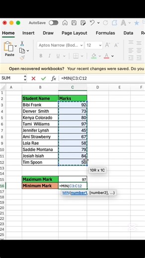 Calculating Students’ Highest & Lowest Marks in Excel Do it the smart way. In this quick Excel lesson, you’ll learn how to calculate students’ MAX and MIN marks instantly using simple formulas, no stress, no mistakes. Perfect for teachers, schools, exam officers, and data entry tasks. Fast • Accurate • Beginner-friendly Watch till the end and apply it immediately! Follow DataPro AI Journey for daily Excel & data tips Comment “MARKS” if this helped you 👍 #DataProAIJourney #ExcelTips #ExcelForBeg