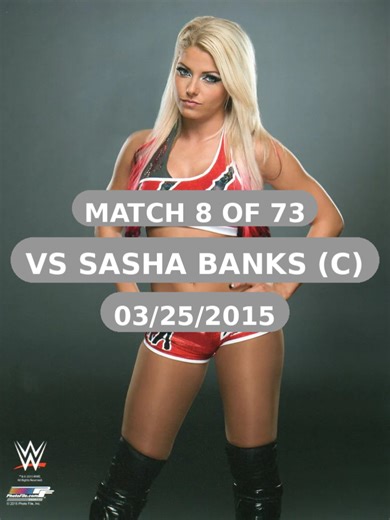 Day 8/73 Alexa Bliss vs Sasha Banks (c) (NXT Women’s Title • 03/25/15) Title match energy — Sasha champions’ aura vs Alexa trying to break through. Great “underdog vs champion” vibe.