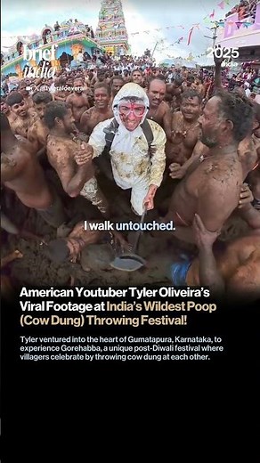 YouTuber Tyler Oliveira Gets Drenched in Cow Dung at Karnataka's Gorehabba Festival.