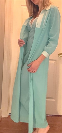 Vintage Peignoir Set Tiffany Blue | Nightgown   Robe | Retro Lingerie | Honeymoon Set - Etsy