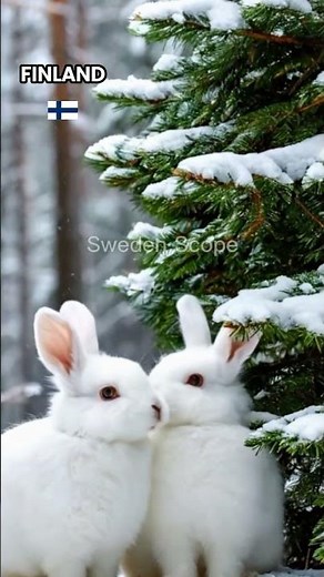 White Rabbits in a Snowy Finnish Forest 🐰❄️ #shorts #nature #rabbit
