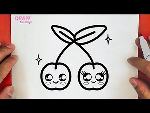 HOW TO DRAW CUTE CHERRIES,STEP BY STEP, DRAW Cute things