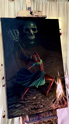 This painting feels like a baby I’ve been creating all my life “The Common Man’s Dance” #arttok #fypシ