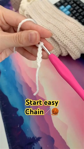Start easy chain ✨🧶 #crochet #knitting