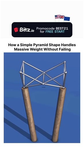 Factonic🌅 on Instagram: "Why doesn’t this pyramid collapse even when it barely touches the ground? 😱🔺 At first look, this structure seems impossible—thin metal rods, open space, and just two narrow supports. There’s no solid base, no heavy foundation, nothing that looks strong. Yet the moment weight is applied, the structure doesn’t bend… it locks itself tighter. Every edge starts sharing the load equally, creating balance instead of pressure points. Mind-blowing fact: The pyramid shape redir