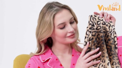 Viviland Flannel Fleece Throw Size 50x60, Lightweight Blanket for Couch, Super Soft Cozy Warm, Leopard Print