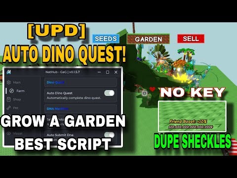 Grow a Garden Script GUI | AUTO DINO QUEST,DUPE SHECKLES Delta, Fluxus,Hydrogen,Arceus X Mobile