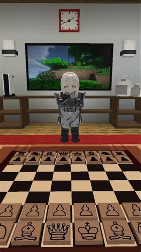 Playing Chess with Voymastina AK15 [ Minecraft Yes Steve Model ( YSM ) x Touhou Little Maid Shorts ]